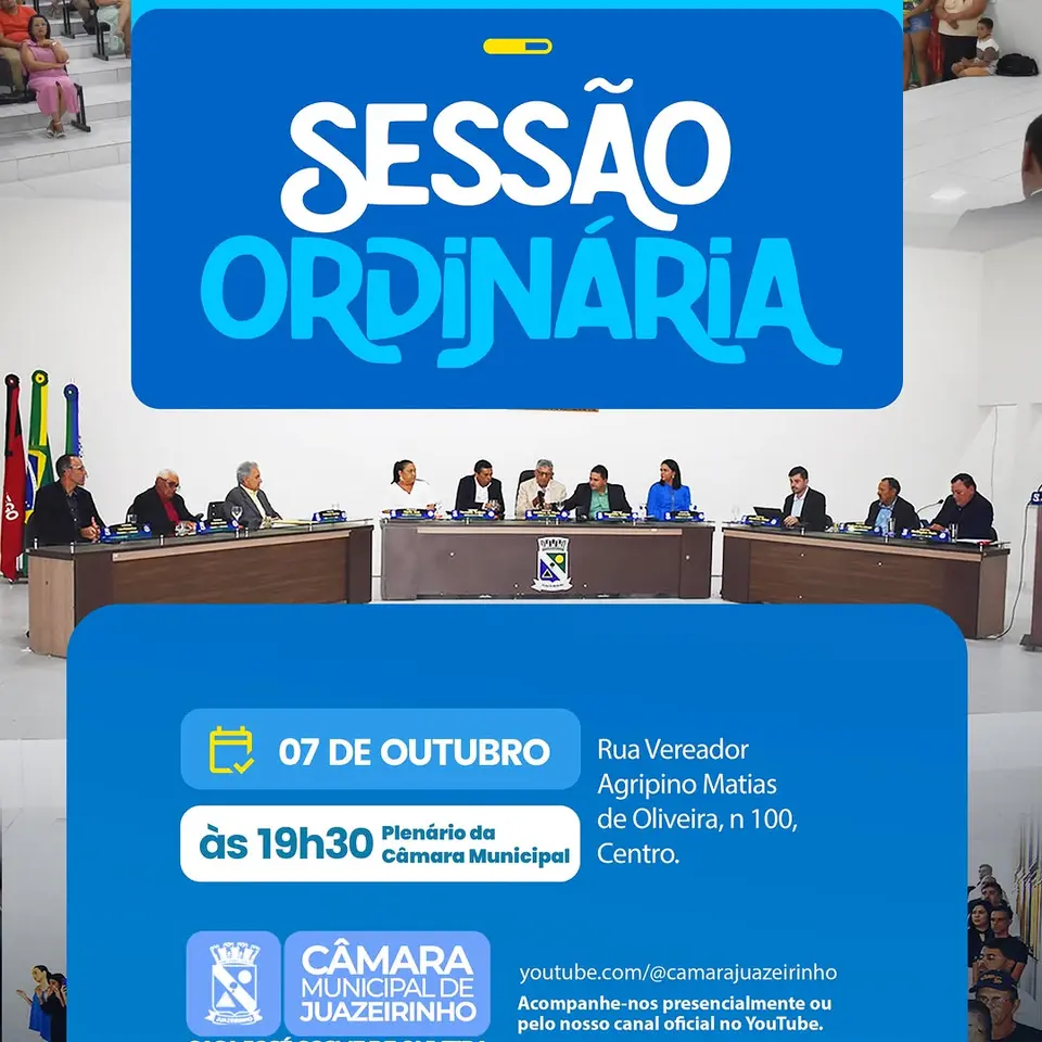 Câmara Municipal realiza Sessão Ordinária nesta quarta-feira às 19h30