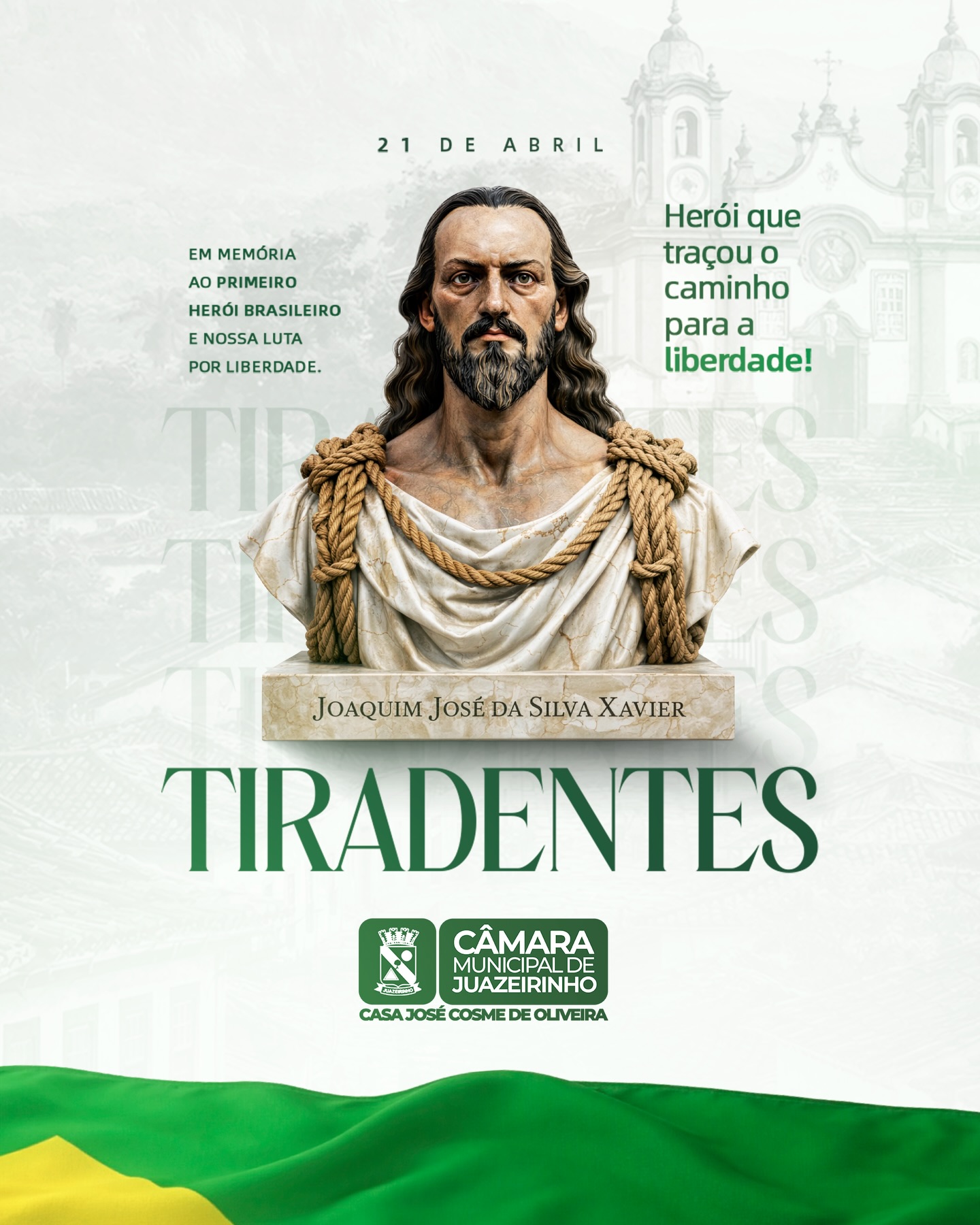 Hoje celebramos a coragem e o espírito de luta de Tiradentes, símbolo da busca por libe...